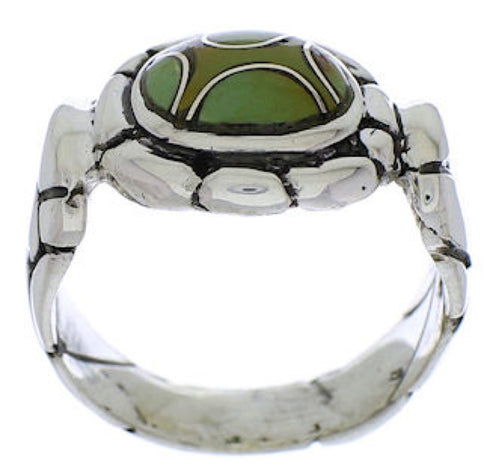 Southwestern Turquoise Sterling Silver Ring Size 6-3/4 WX39330